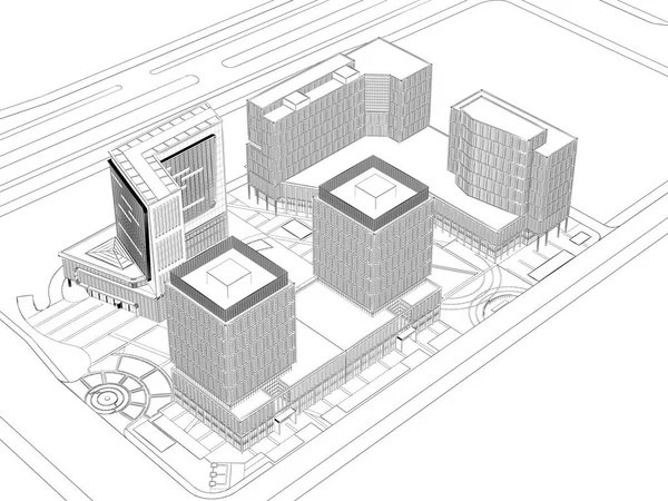 Plano de wireframe arquitectónico — Fotografia de Stock