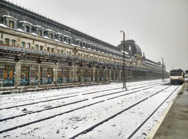 Canfranc (Huesca, İspanya kar yağışı)