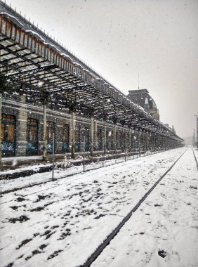 Canfranc (Huesca, İspanya kar yağışı)