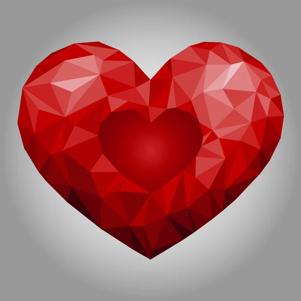 Jantung poligonal merah - Stok Vektor
