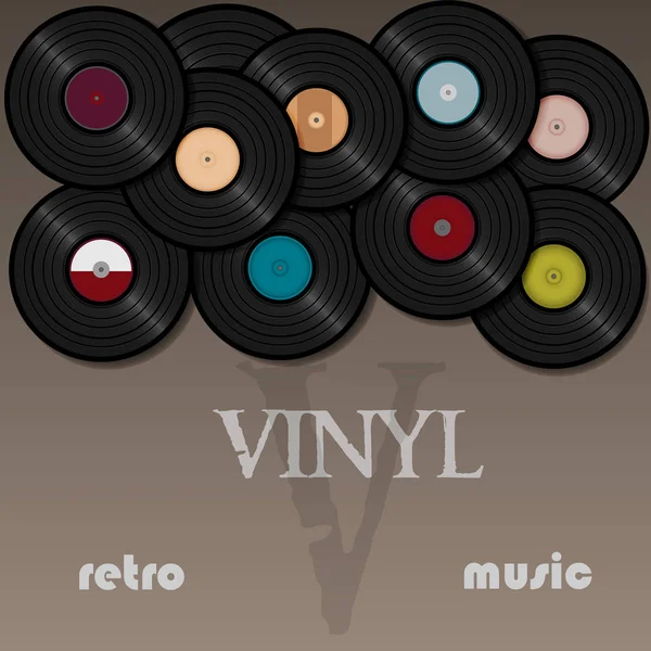 Vinil kaydı. Müzik gösterim amacıyla bir kartpostal veya bir poster. Vin