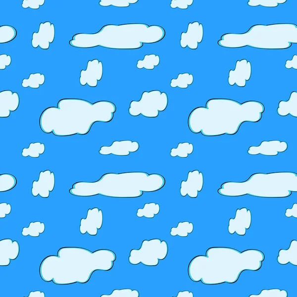 Nahtloses Muster. Wolken. weiße Wolken Muster, blauer Hintergrund. — Stockvektor
