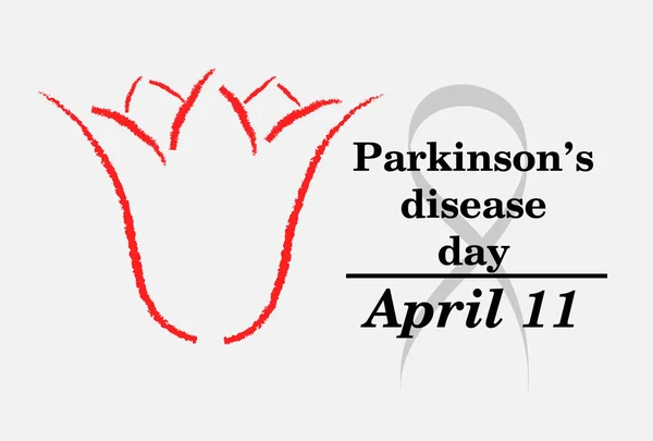 Dünya Parkinson günü. Kırmızı lale ve metin