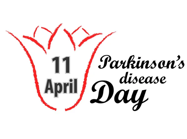 Dünya Parkinson günü. Kırmızı lale ve metin