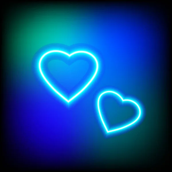 Hati yang cerah. Tanda tangan Neon. Retro neon jantung. Siap untuk desain Anda - Stok Vektor