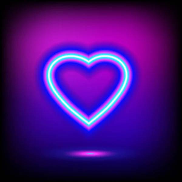 Coeur lumineux. Un néon. Coeur néon rétro. Prêt pour votre design — Image vectorielle