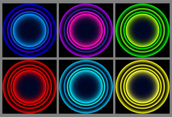 Neon yuvarlak çerçeve. Parlayan daire afiş. Vektör çizim