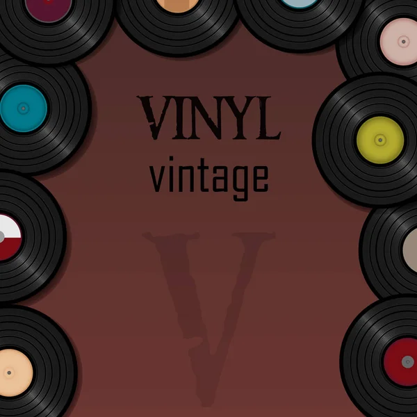 Vinil kaydı. Müzik gösterim amacıyla bir kartpostal veya bir poster. Vin