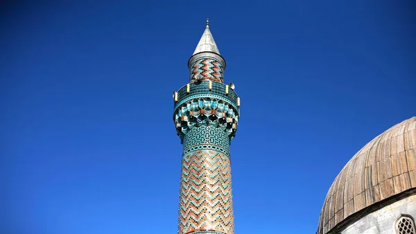 Tiled Minaret Green Mosque Yesil Cami Nicea Iznik Turkey — Stock Photo, Image