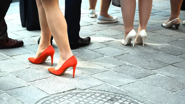 Close Women High Heels Street Surface — Stock Photo, Image