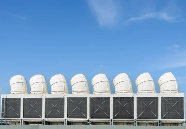 Industrial cooling towers or air cooled chillers — Stock Photo, Image