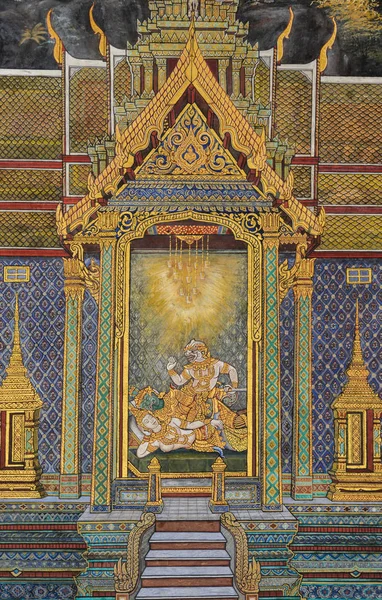 Traditionele Thaise schilderijen van Ramayana-epos — Stockfoto