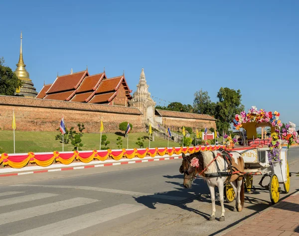 Taxi turístico tirado por caballos en Tailandia — Foto de Stock