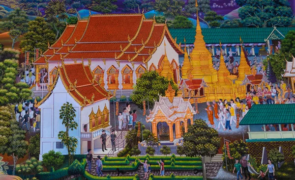 Μητρική Ταϊλάνδης τοιχογραφία της Ταϊλάνδης βουδιστές Φεστιβάλ — Φωτογραφία Αρχείου
