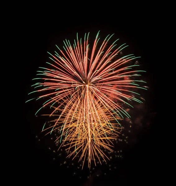 Coloridos fuegos artificiales en el cielo negro — Foto de Stock