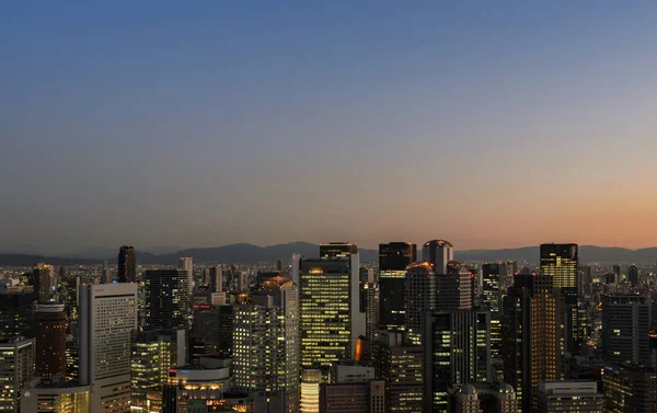 都市景観事業ダウンタウンの航空照明夕景 — ストック写真