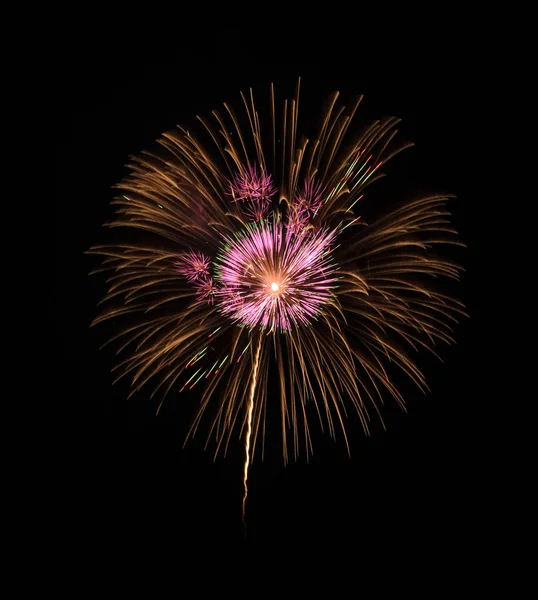 Buntes Feuerwerk auf schwarzem Hintergrund — Stockfoto