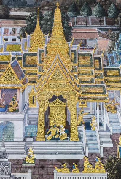 Affresco murale di Ramakien epico al Grand Palace di Bangkok, Thailandia — Foto Stock