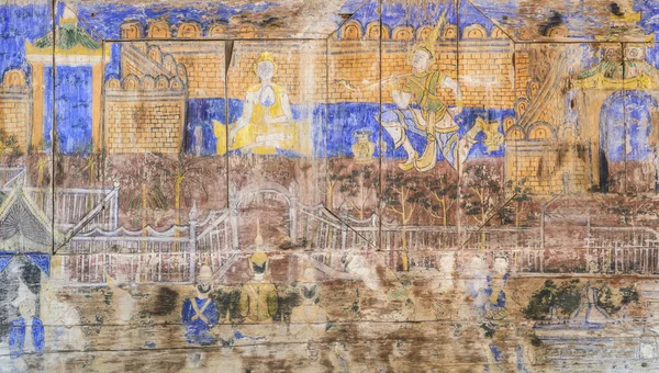 Lampang Thailand Novembro 2015 Antiga Pintura Mural Tailandesa Parede Templo — Fotografia de Stock