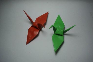 Beyaz arka planda kuş tasarımı origami fotoğrafçılığı