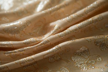 kumaş brokar, şeftali renginde