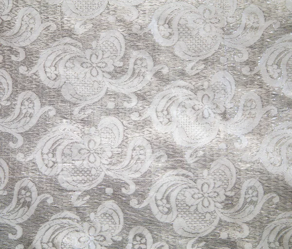 Le tissu brocart blanc argenté — Photo