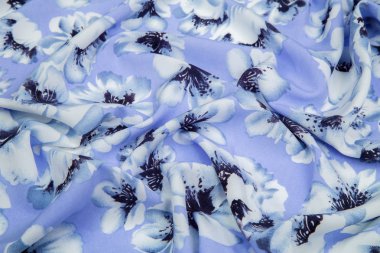 ışık mavi kare ışık kumaş çiçek baskı ile yumuşak pileler dağıldı