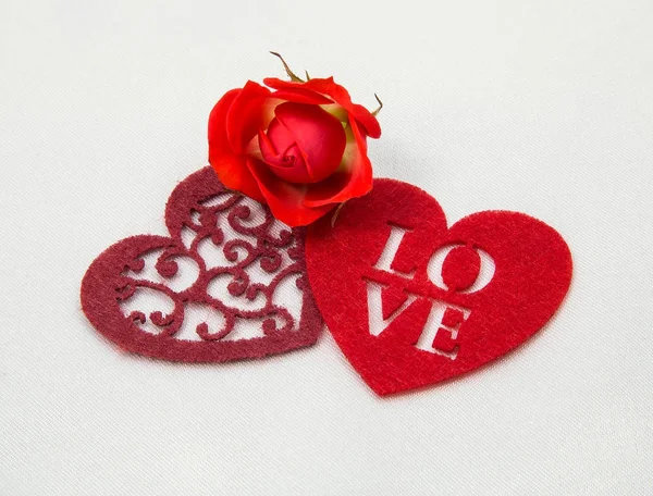 빨간색과 하트와 발렌타인의 인사말 — 스톡 사진