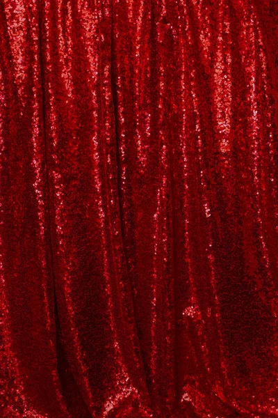 Drappeggio Tessuto Petalo Rosso Brillante Con Glitter Pieghe Morbide Appese — Foto Stock