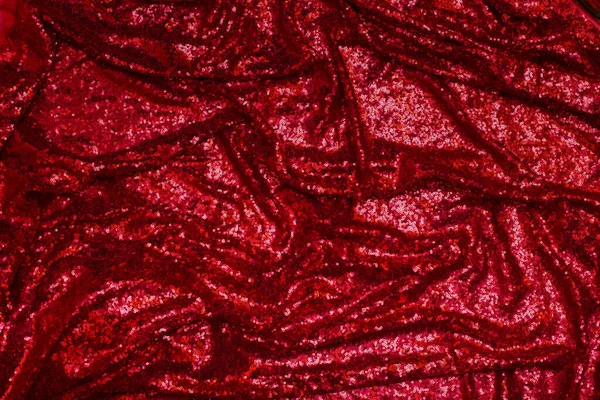 Jasně Červená Lesklý Pleat Tkaniny Lemované Jako Pozadí — Stock fotografie
