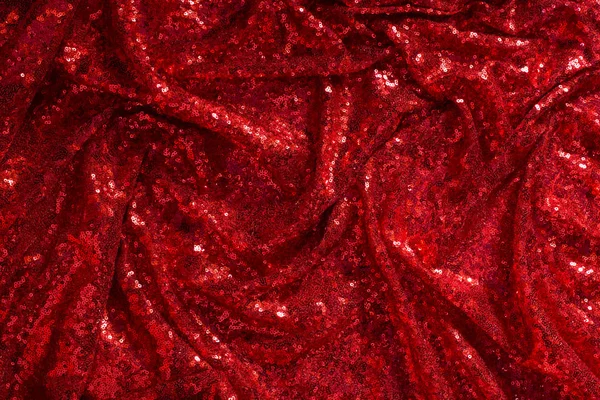 Tessuto Plissettato Lucido Rosso Brillante Foderato Come Sfondo — Foto Stock