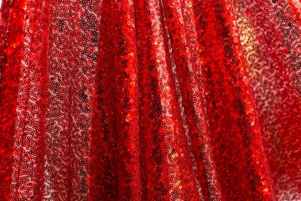 Červená Lesklá Tkanina Záhyby Lesklých Závěsech — Stock fotografie