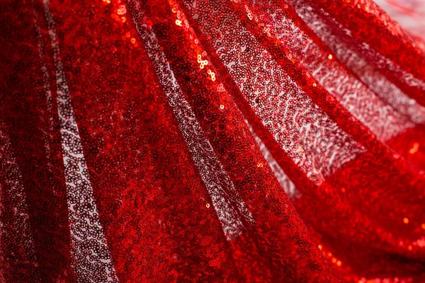 Červená Lesklá Tkanina Záhyby Lesklých Závěsech — Stock fotografie