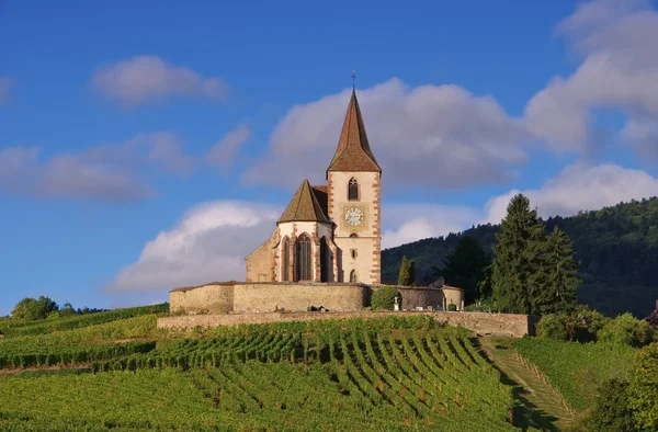 Chiesa fortificata hunawihr in Alsazia — Foto Stock