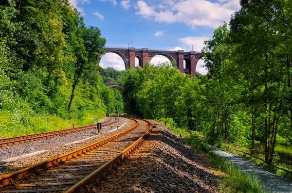 Elster viadukt, železniční most v Sasku — Stock fotografie