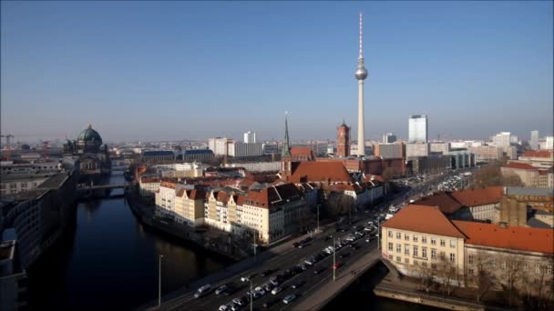 Die stadt berlin in deutschland, skyline — Stockvideo