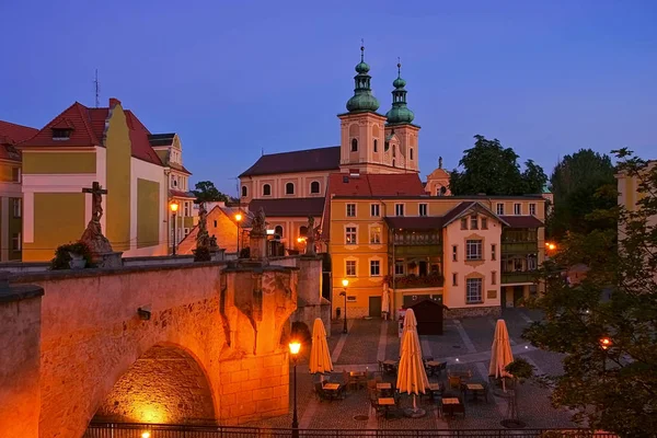 St. Johns Bridge, Klodzko (Glatz) à noite — Fotografia de Stock