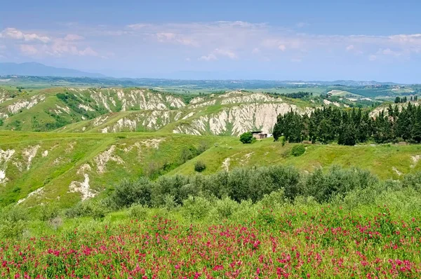 Krajobrazu Crete Senesi w Toskanii, Włochy — Zdjęcie stockowe