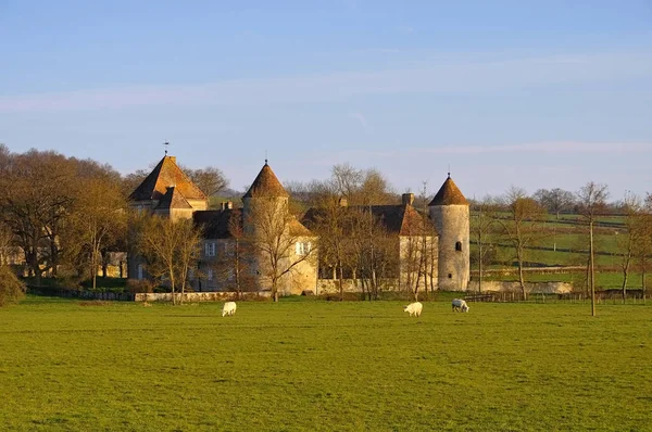 Saint-Huruge slott i Bourgogne Stockfoto