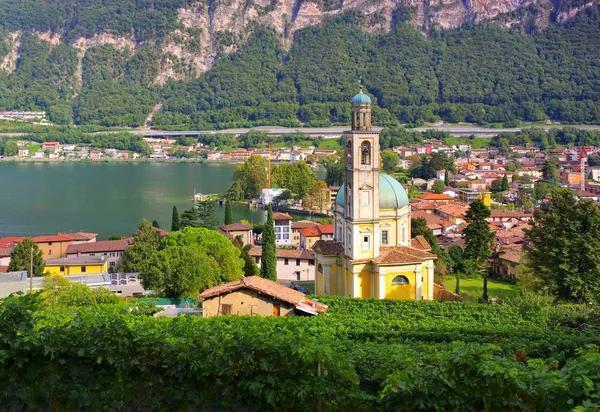 Riva San Vitale church Santa Croce Lake Lugano — Stock Photo, Image