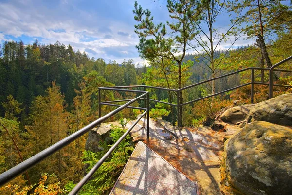 Elbe sandstone mountains, co called view Hermannseck, near Kirnitzschtal — Stock Photo, Image