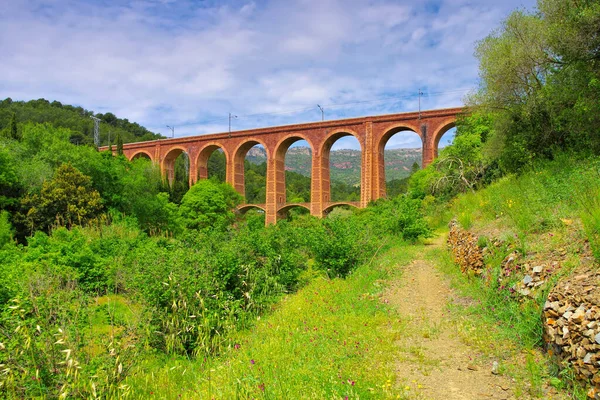 西班牙加泰罗尼亚Duesaigues的Viaducte Dels Masos铁路桥 — 图库照片