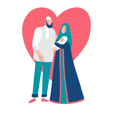 Kalpli bir çocuğu olan Müslüman bir çift