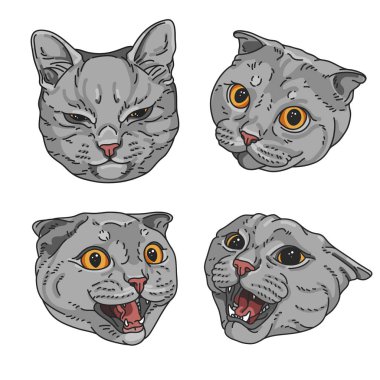 Kedi kümesi haed. Vektör çizim