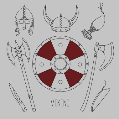 Viking ayarlayın. Vektör çizim