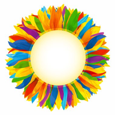 Renkli çiçek yaprakları ile çerçeveli daire