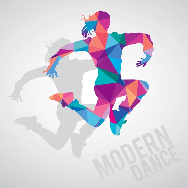 Silhuetas de menina esportiva dançando estilos de dança moderna —  Vetores de Stock