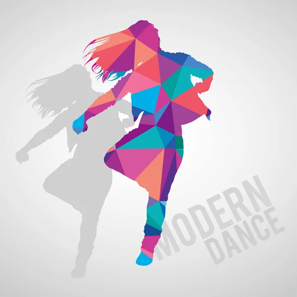 モダン ・ ダンスのスタイルを踊る表情豊かな女の子のシルエット — ストックベクタ