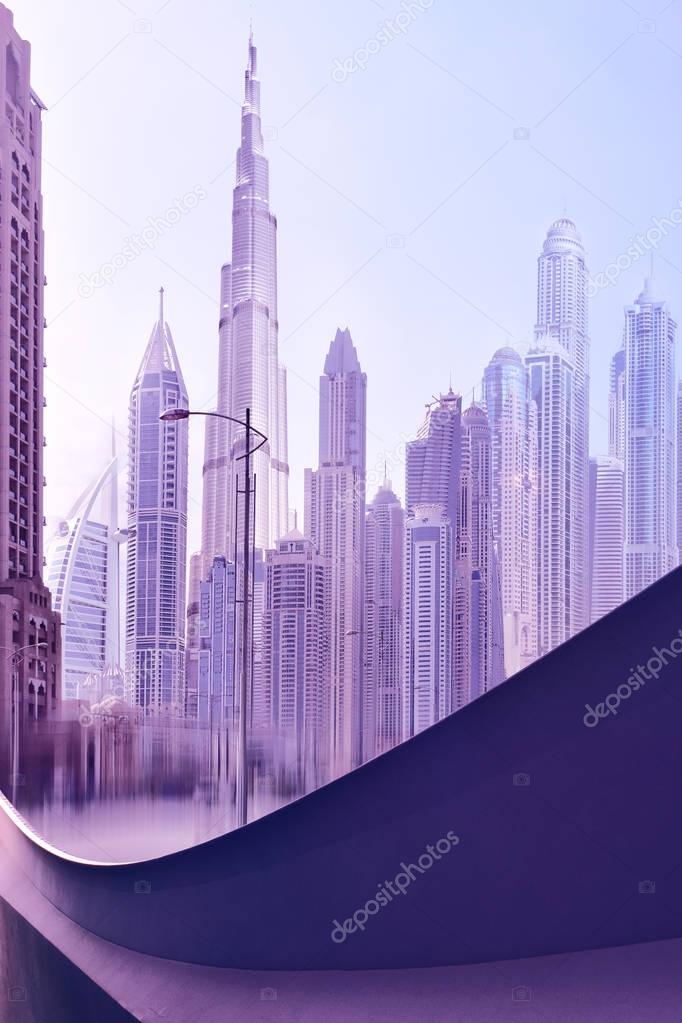 Landmarks of Dubai City digital art collage