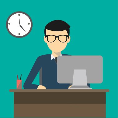 Bir bilgisayarda çalışan kişi